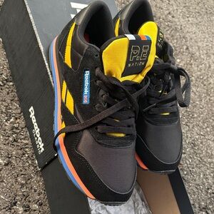 P.E Nation Men's Black, Yellow & Blue Retro-Trim Sneakers